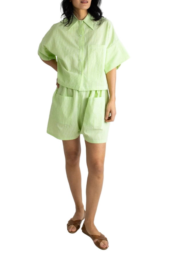 Meg Play Short - Lime Seersucker