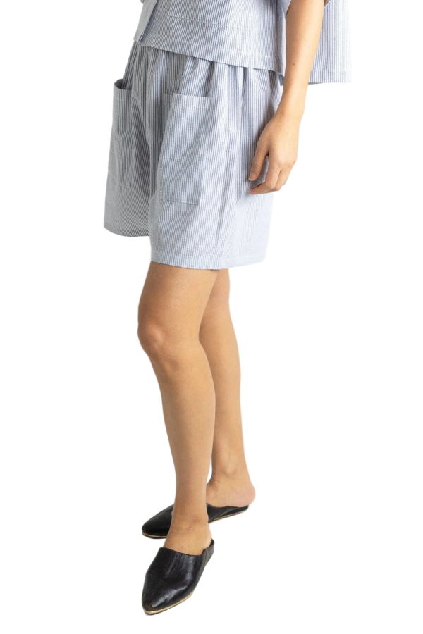 Meg Play Short - Navy Seersucker