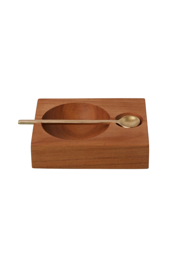 Be Home Teak Plank Spice Cellar with Gold Spoon