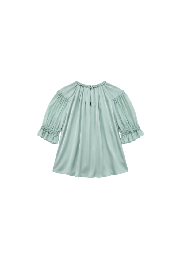 Ulla Johnson Alina Short Sleeve Silk Top - Celadon