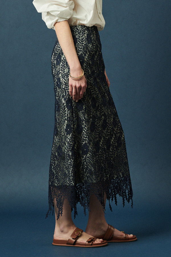Maison De Ines Lace Texture Fringe Skirt