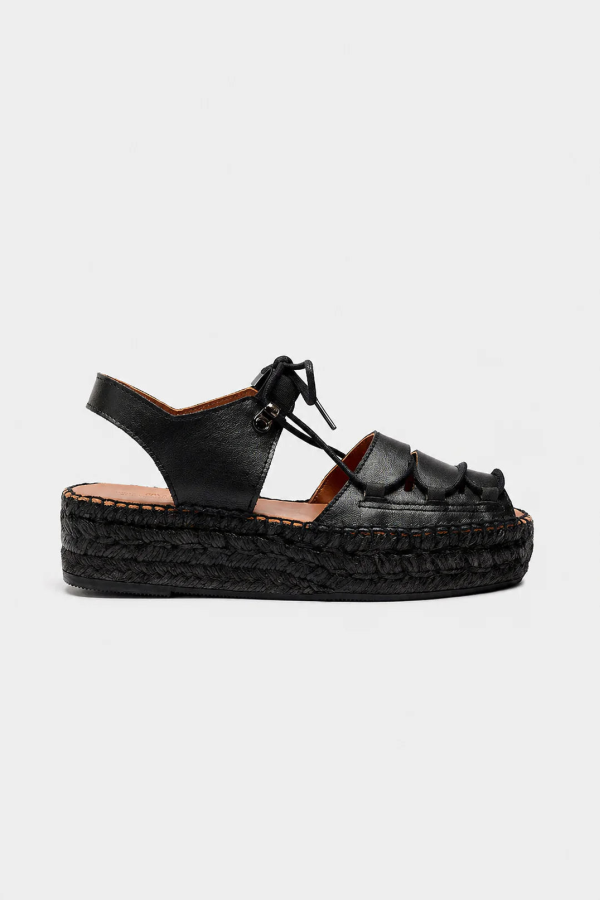Naguisa Cima Lace Up Espadrille - Black