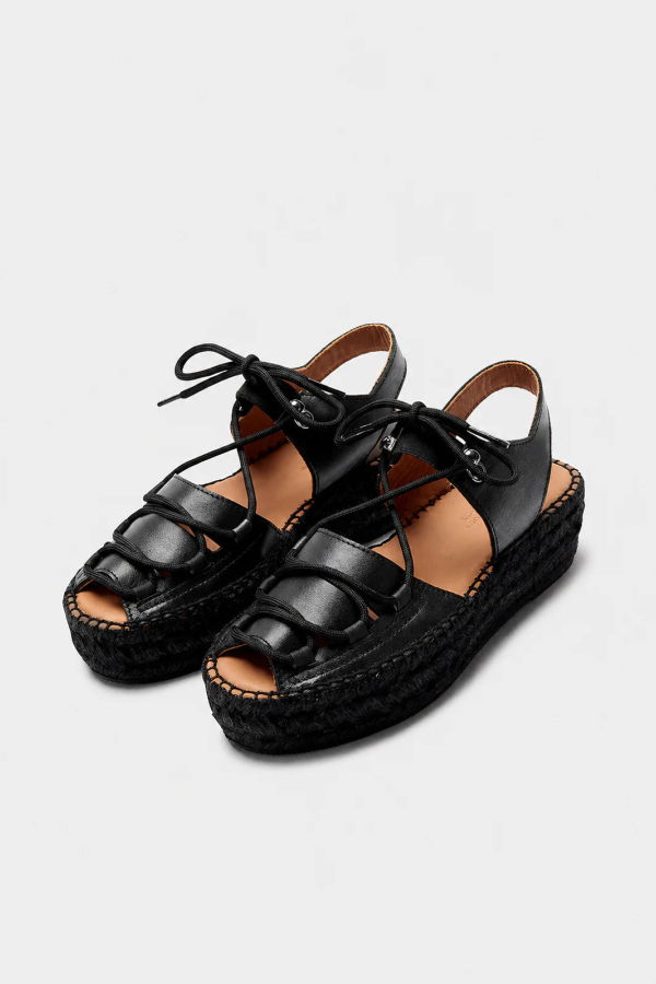 Naguisa Cima Lace Up Espadrille - Black