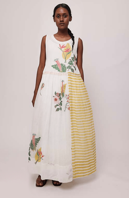 Injiri Hand Embroidered Wool Dress - Cream | Garmentory