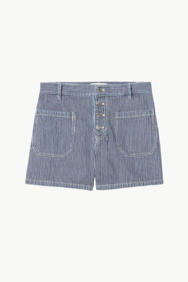 Nili Lotan Harley Striped Short - Indigo Stripe Rinse