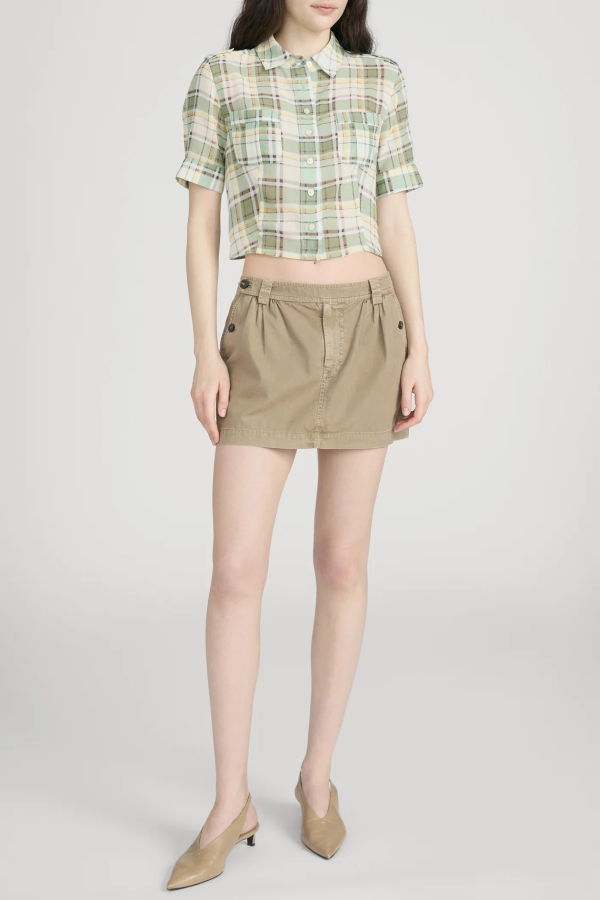 Ulla Johnson Frame The Utility Shirt - Jade Green Plaid