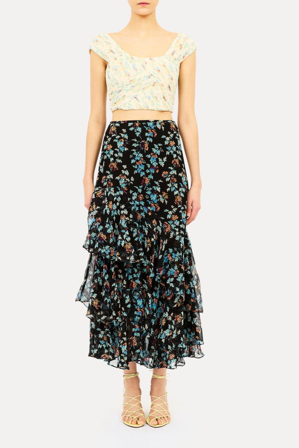 Ulla Johnson Meadow Silk Midi Skirt - Nightshade