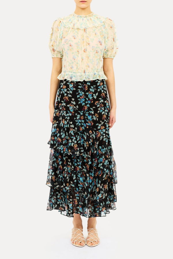 Ulla Johnson Meadow Silk Midi Skirt - Nightshade