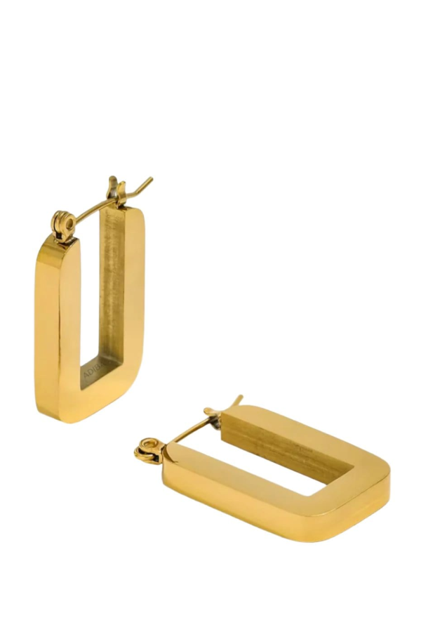 ADIBA The U Stainless Steel Hoop Earrings - 18K Gold Plated