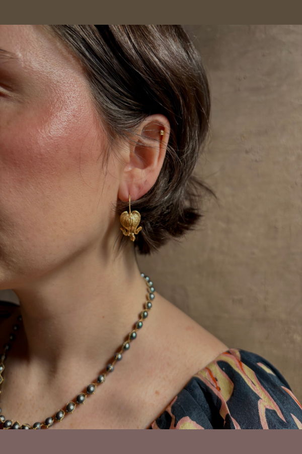 Amber Mahler Bleeding Heart Hoop Earrings 18K Yellow Gold Vermeil