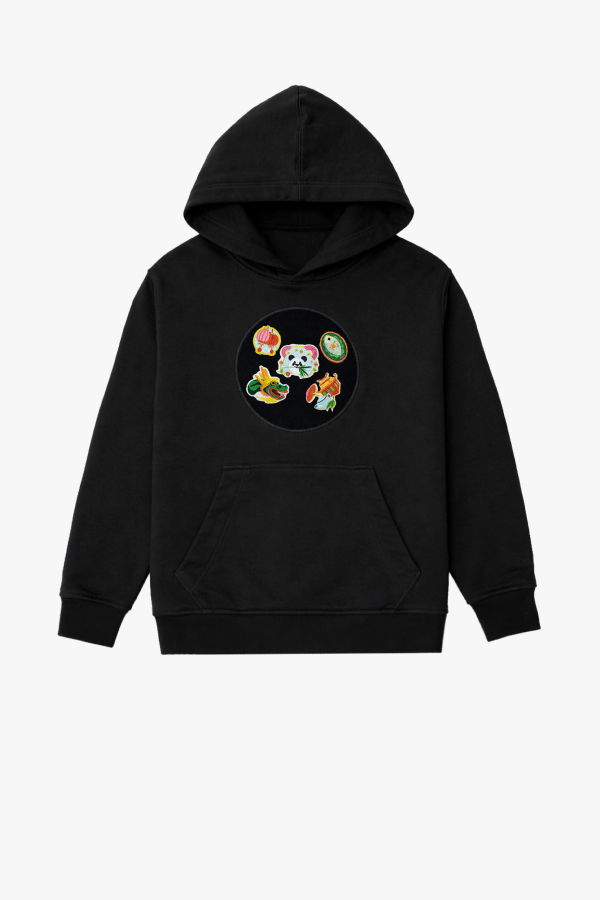KIDS Hahaha Organic Cotton Customizable Hoodie - Black