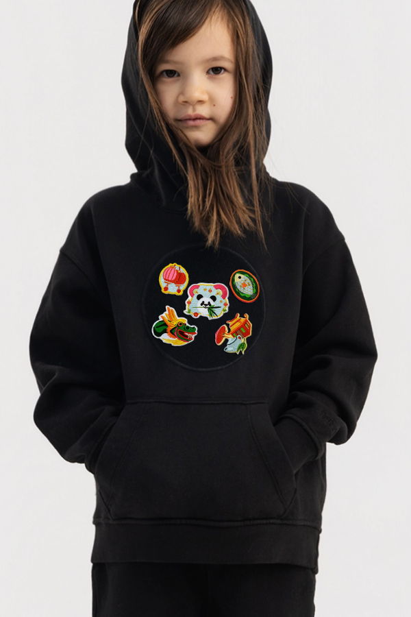 KIDS Hahaha Organic Cotton Customizable Hoodie - Black