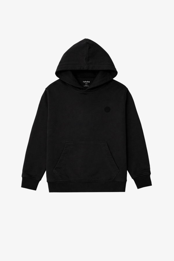 KIDS Hahaha Organic Cotton Essential Hoodie - Black