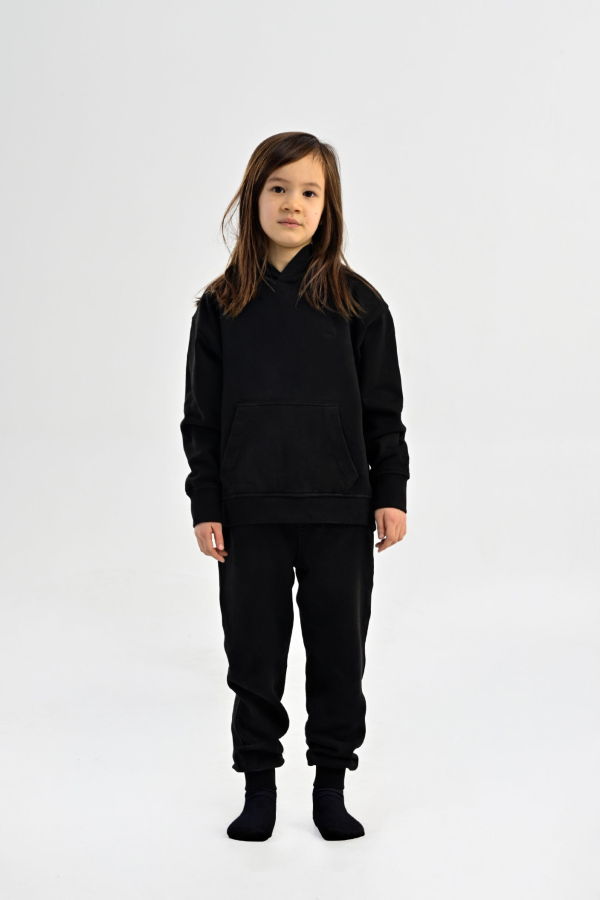 KIDS Hahaha Organic Cotton Essential Hoodie - Black