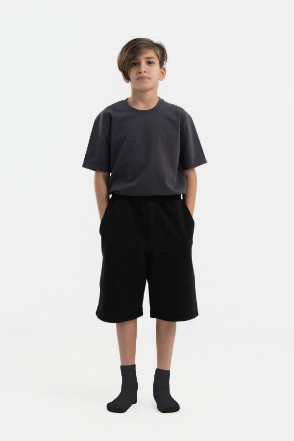 KIDS Hahaha Organic Cotton Essential Shorts - Black