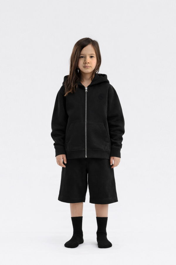 KIDS Hahaha Organic Cotton Zip-Up Jacket Essential - Black