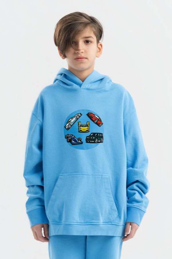 KIDS Hahaha Organic Cotton Customizable Hoodie - Blue