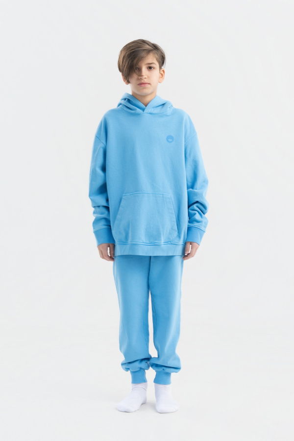 KIDS Hahaha Organic Cotton Essential Hoodie - Blue