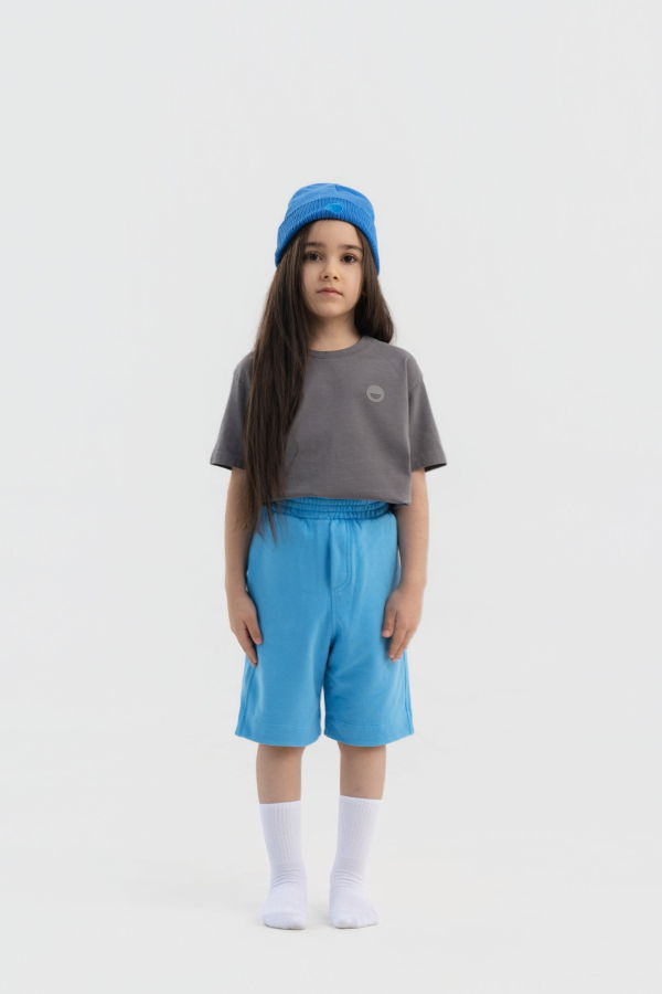 KIDS Hahaha Organic Cotton Essential Shorts - Blue