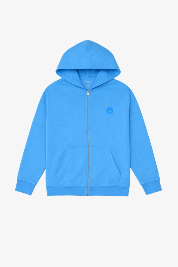 KIDS Hahaha Organic Cotton Zip-Up Jacket Essential - Blue