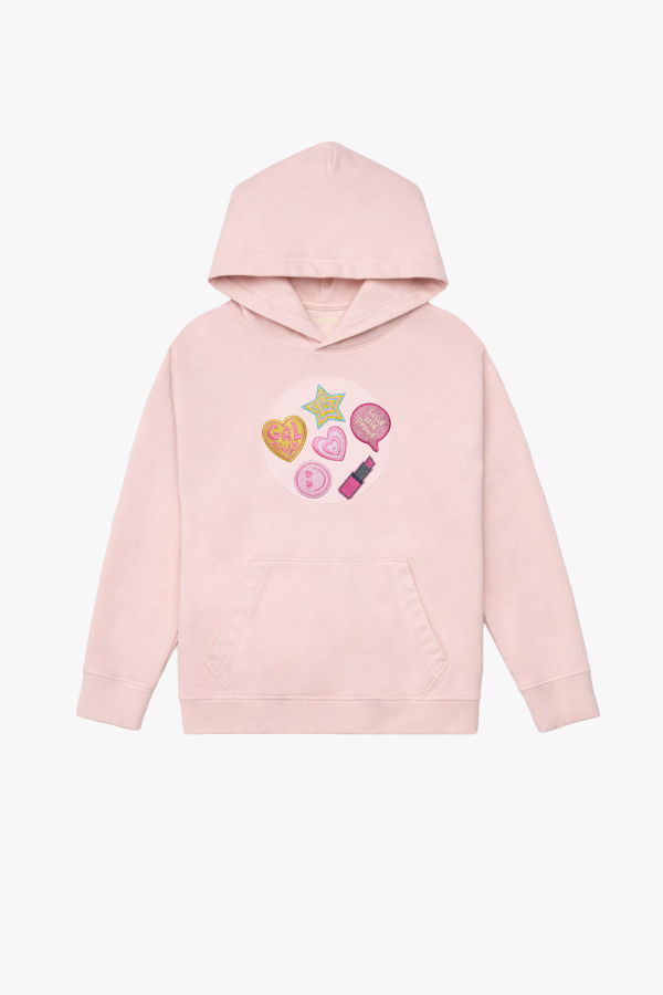 KIDS Hahaha Organic Cotton Customizable Hoodie - Dirty Pink