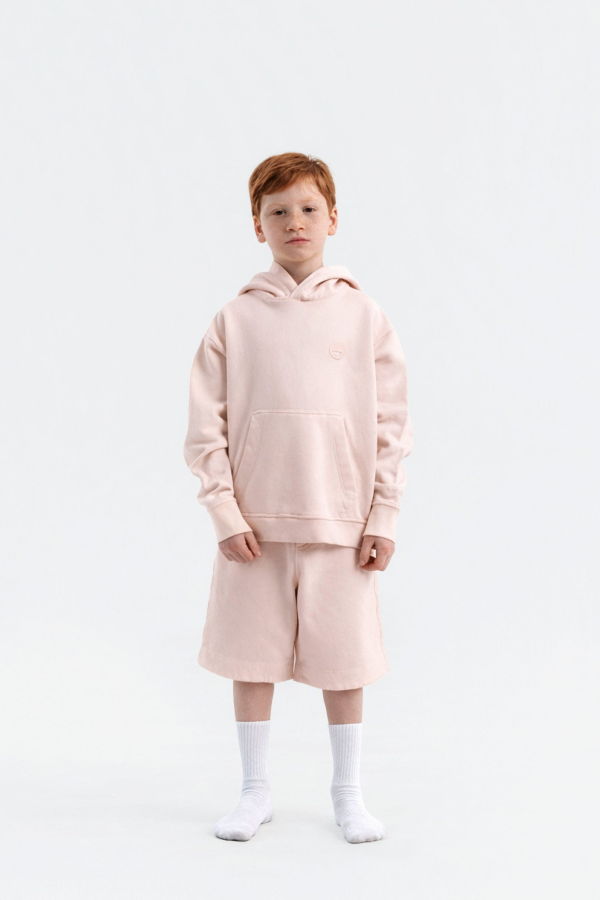 KIDS Hahaha Organic Cotton Essential Hoodie - Dirty Pink