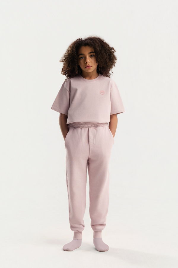 KIDS Hahaha Organic Cotton Essential Joggers - Dirty Pink