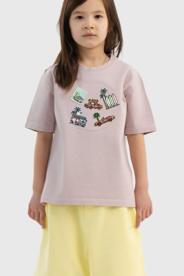 KIDS Hahaha Organic Cotton Tee - Dirty Pink