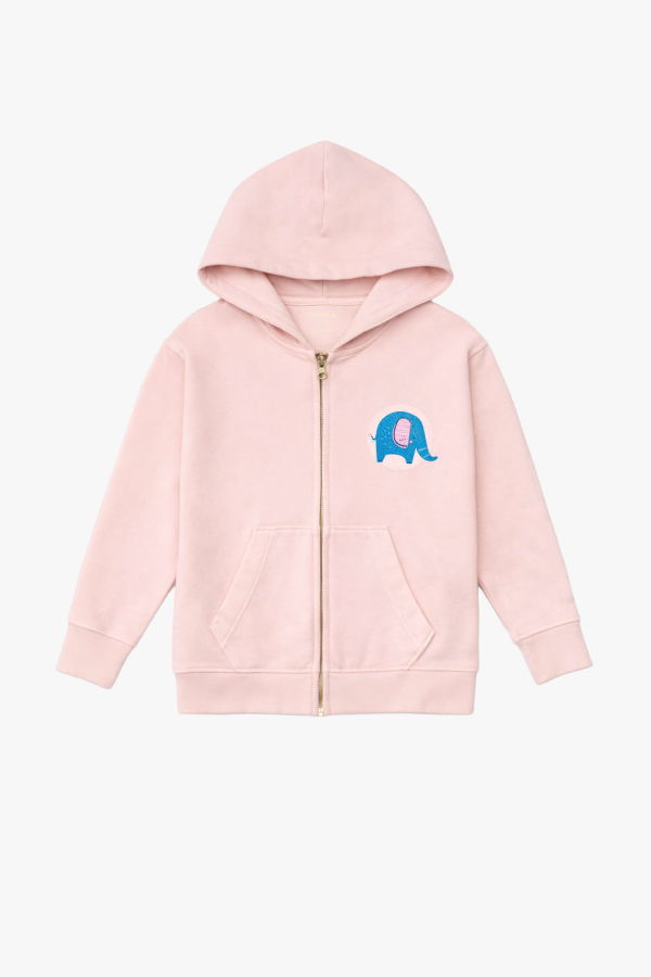 KIDS Hahaha Organic Cotton Zip-Up Jacket - Dirty Pink