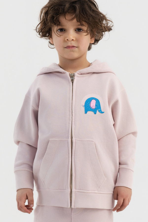 KIDS Hahaha Organic Cotton Zip-Up Jacket - Dirty Pink