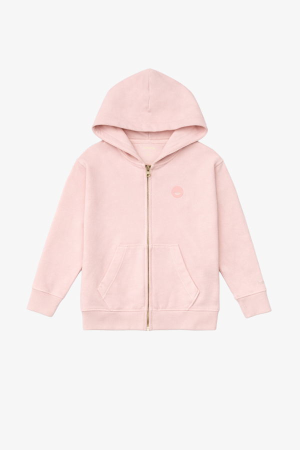 KIDS Hahaha Organic Cotton Zip-Up Essential Jacket - Dirty Pink