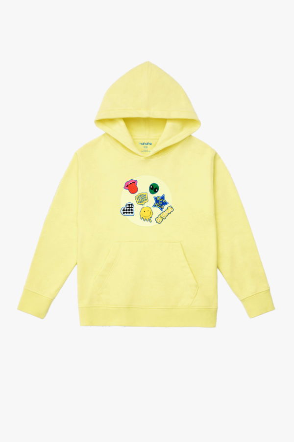 KIDS Hahaha Customizable Organic Cotton Hoodie - Light Yellow