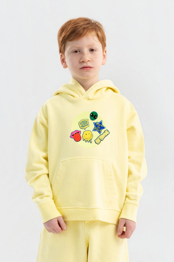 KIDS Hahaha Customizable Organic Cotton Hoodie - Light Yellow