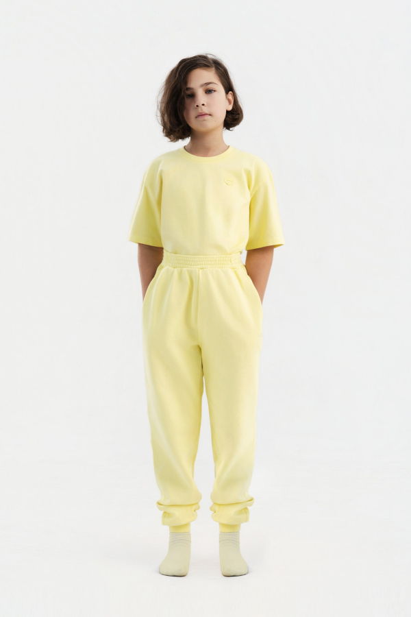 KIDS Hahaha Organic Cotton Essential Joggers - Light Yellow