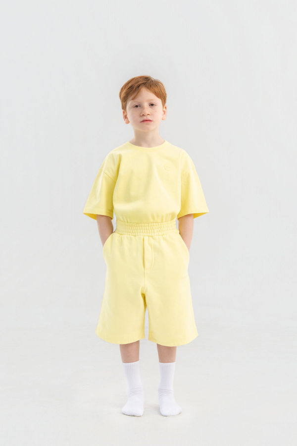 KIDS Hahaha Organic Cotton Essential Shorts - Light Yellow