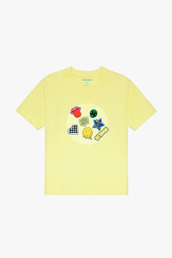 KIDS Hahaha Organic Cotton Customizable Tee - Light Yellow
