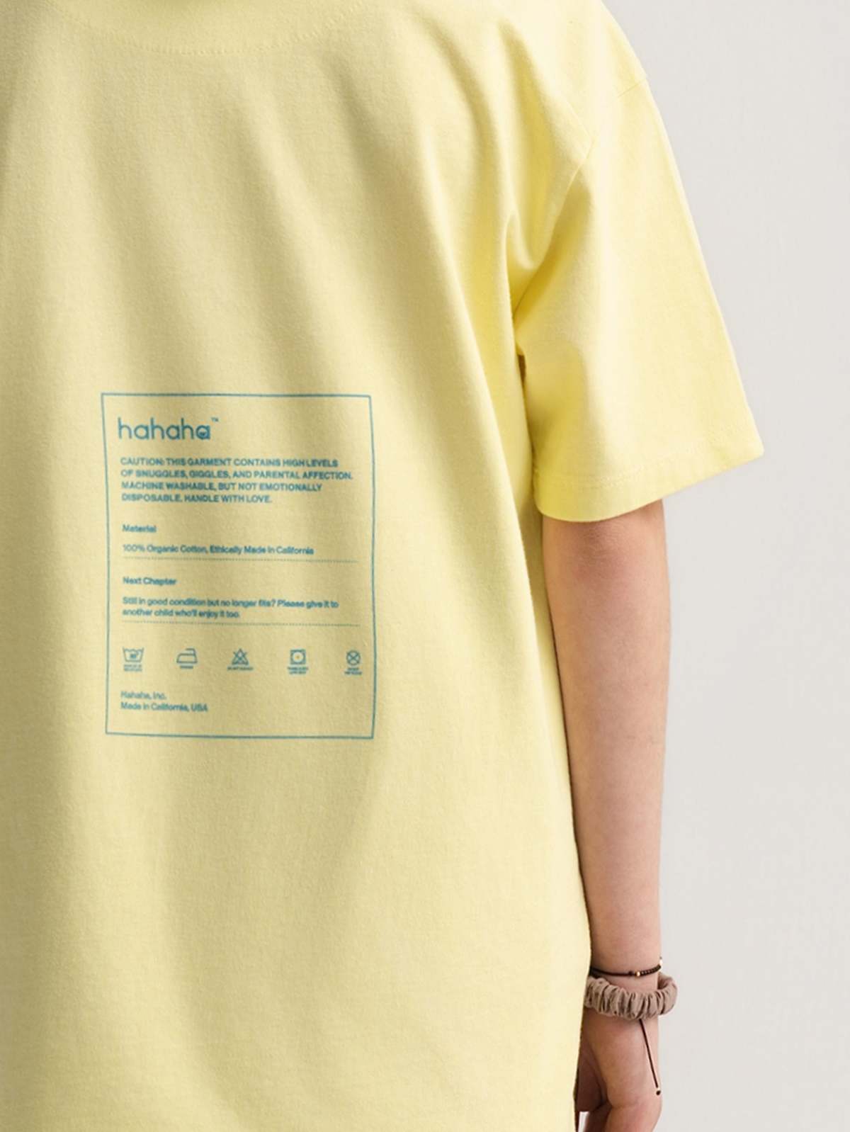 KIDS Hahaha Organic Cotton Customizable Tee - Light Yellow - Image 5 of 7