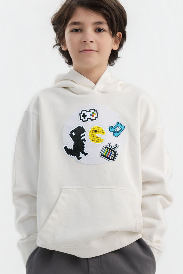 KIDS Hahaha Organic Cotton Customizable Hoodie - Off-White