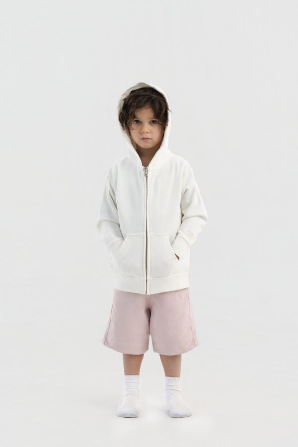 KIDS Hahaha Organic Cotton Zip-Up Essential Jacket - Off-White
