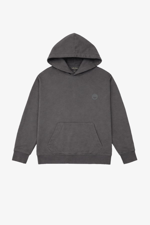 KIDS Hahaha Organic Cotton Essential Hoodie - Stone Grey