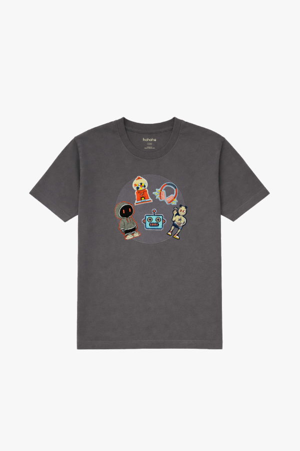 KIDS Hahaha Organic Cotton Customizable Tee - Stone Grey