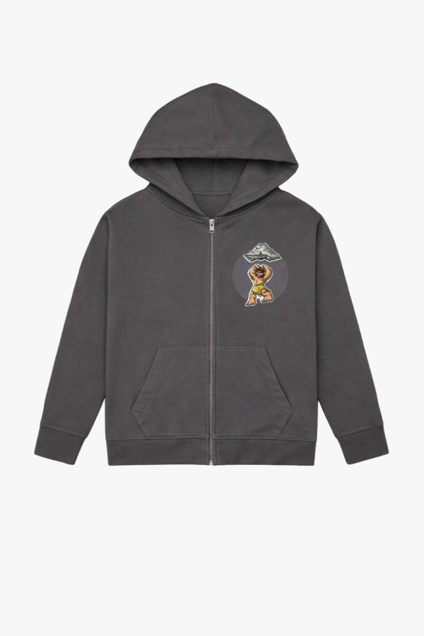 KIDS Hahaha Organic Cotton Zip-Up Jacket Customizable - Stone Grey