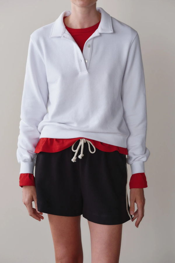 Donni. The Eco-Terry Polo Sweatshirt - Powder