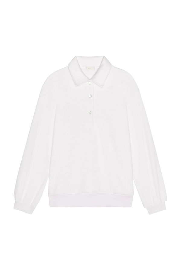 Donni. The Eco-Terry Polo Sweatshirt - Powder