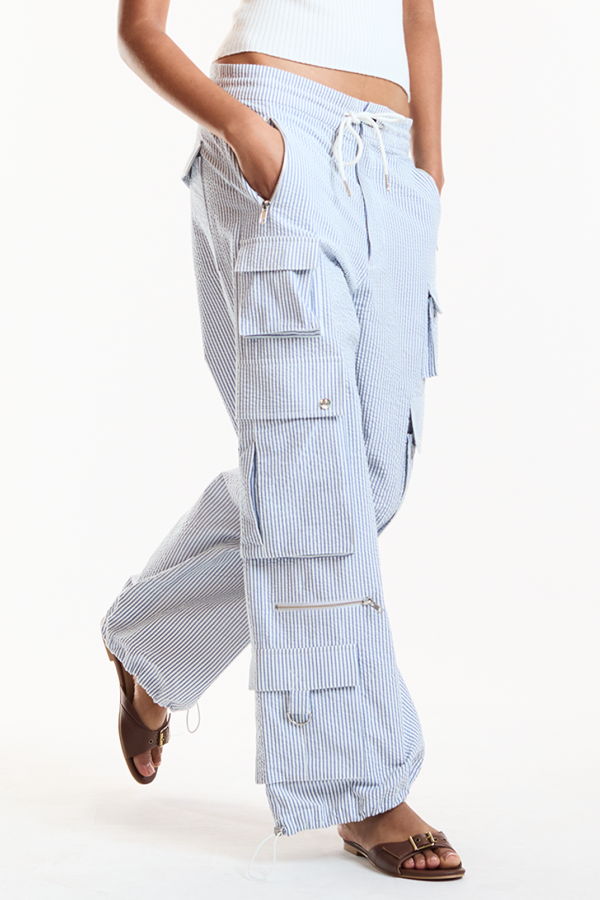 Cynthia Rowley Millie Cargo Pants - Blue / White
