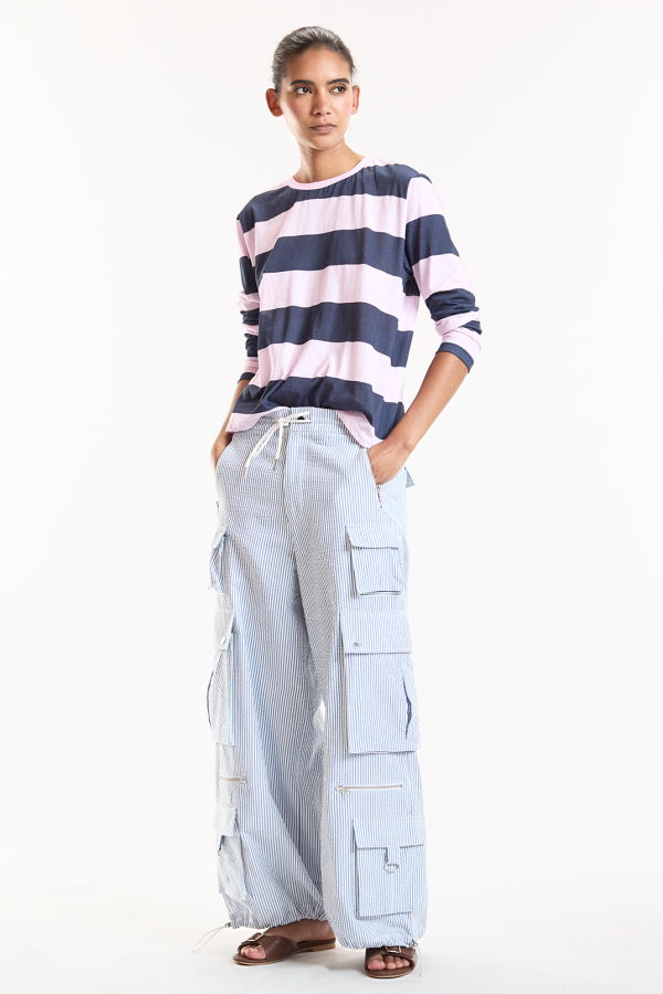 Cynthia Rowley Millie Cargo Pants - Blue / White