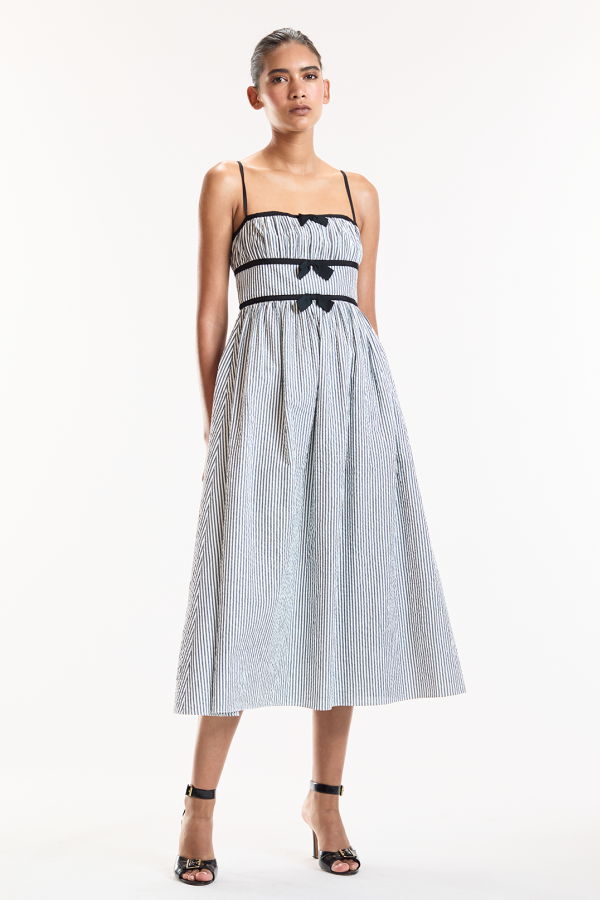 Cynthia Rowley Clara Seersucker Dress - Black and White