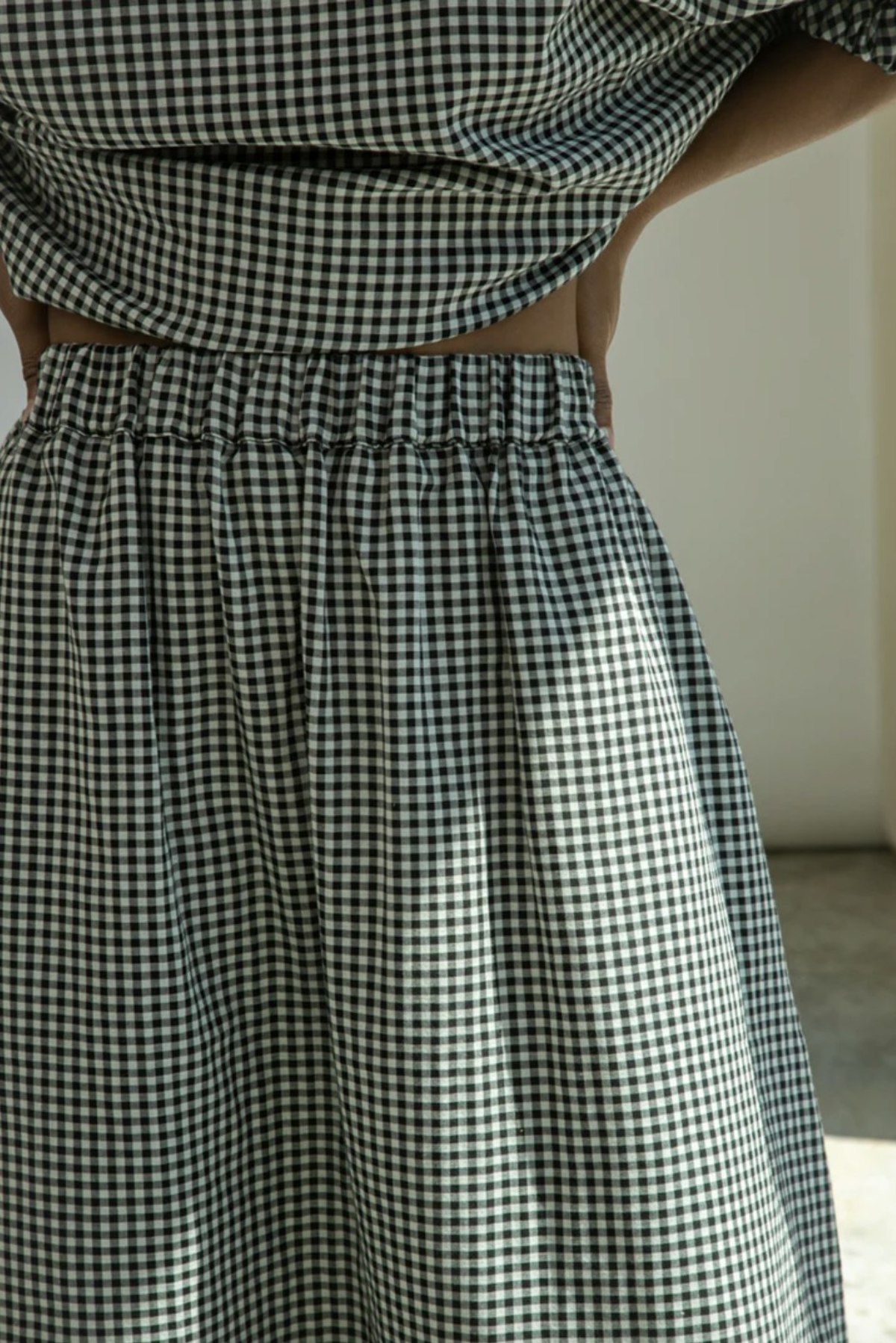 GOLDIE Cay Organic Cotton Double Gauze Skirt - Monochrome Gingham - Image 2 of 3