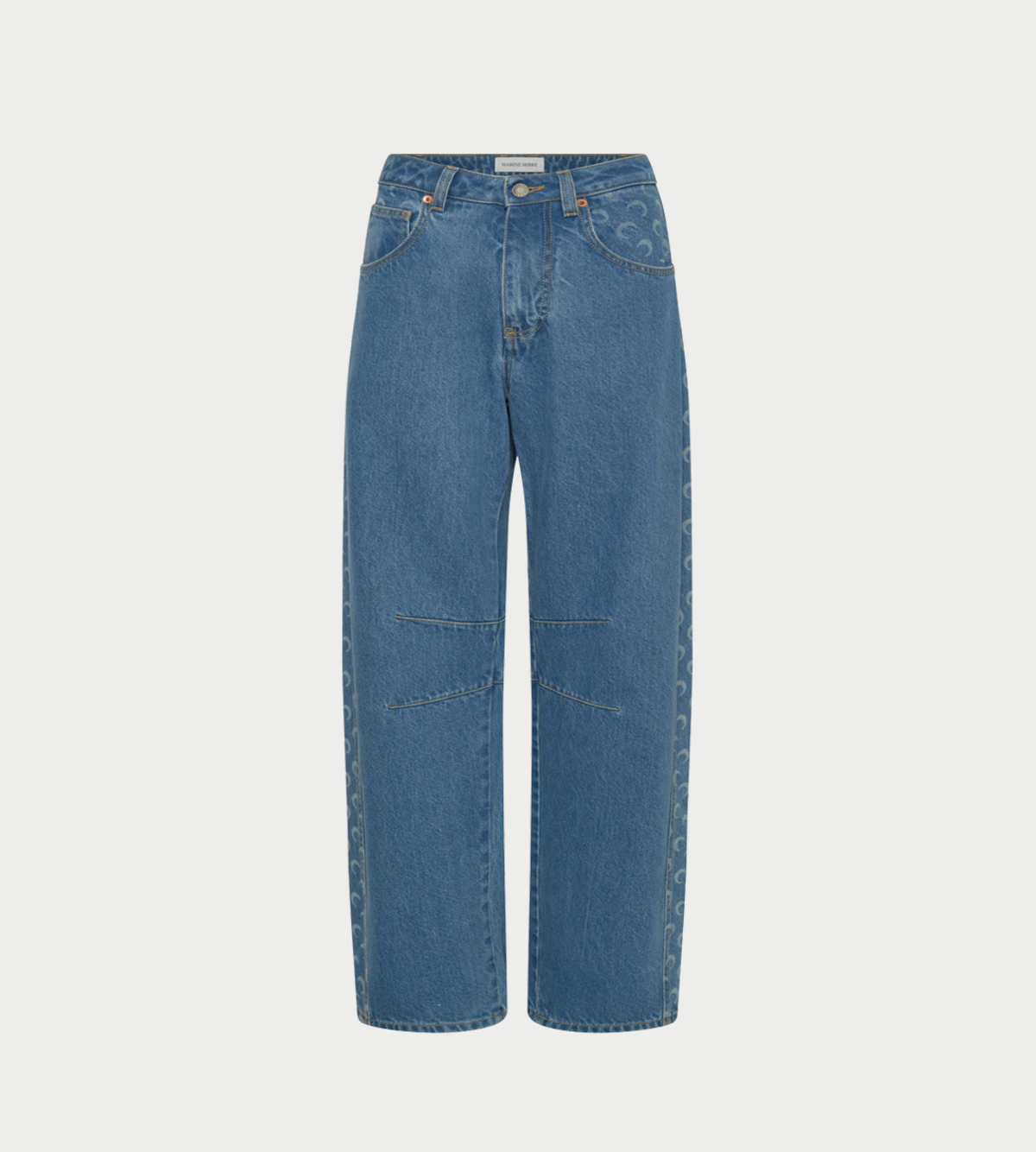 MARINE SERRE Denim Barrel Jeans - Light Blue - Image 1 of 5