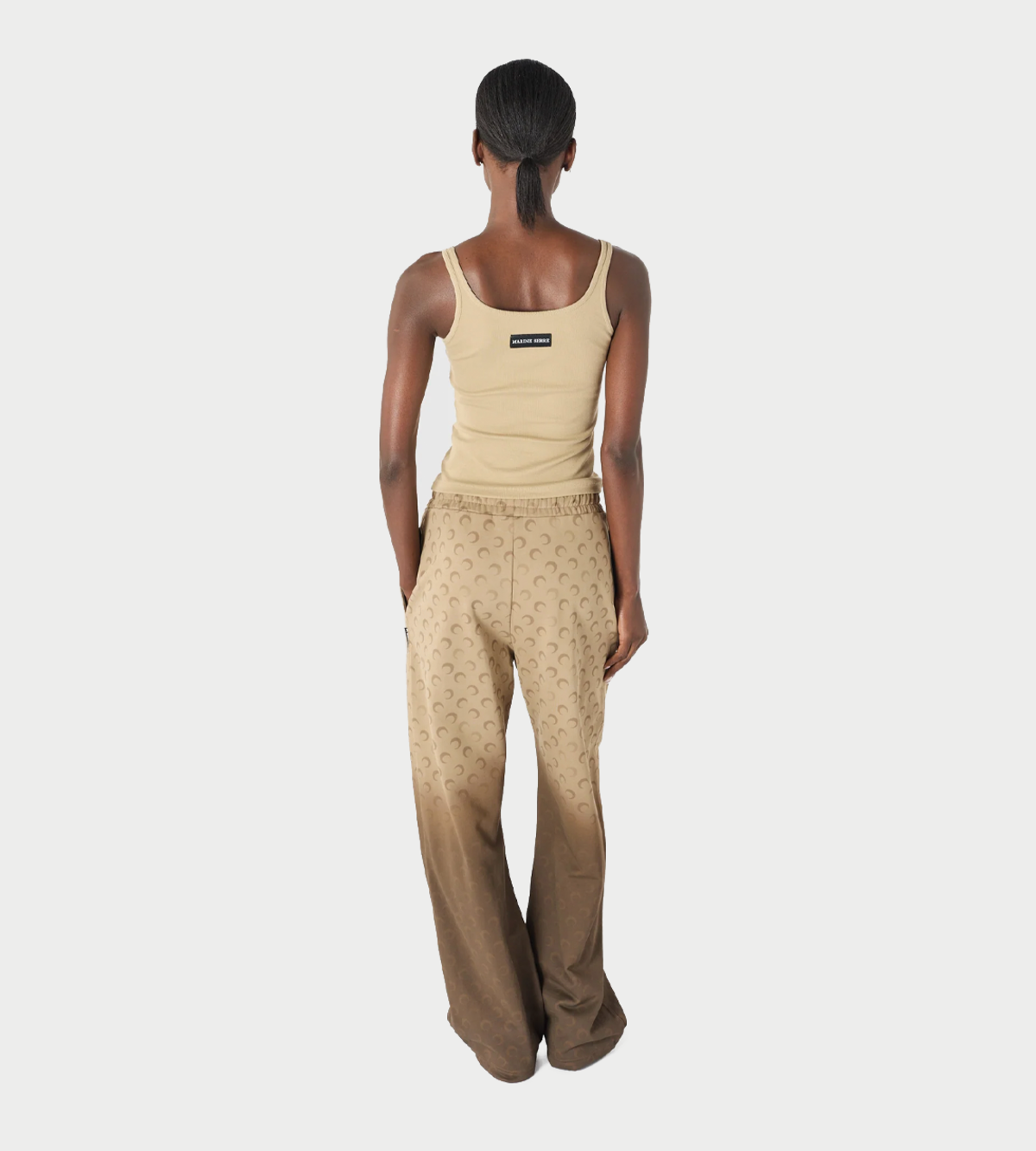 MARINE SERRE Moon Logo Ribbed Jersey Cropped Tank Top - Image 2 of 5
